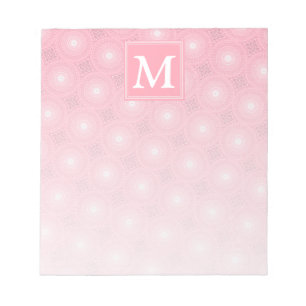 Monogram roze cirkels patroon notitieblok