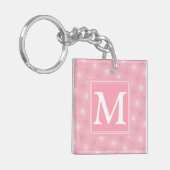 Monogram roze cirkels patroon sleutelhanger (Voorkant Links)