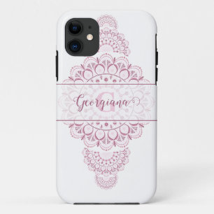 Monogram Roze Confetti Kant Siermandala iPhone 11 Hoesje