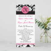 monogram roze damast Trouwprogramma Programma (Staand voorkant)