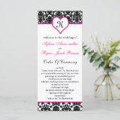 monogram roze damast Trouwprogramma Programma (Staand voorkant)