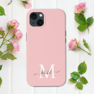 Monogram roze | Elegant minimalistisch iPhone 13 Hoesje