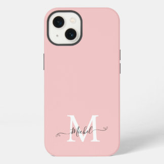 Monogram roze | Elegant minimalistisch iPhone 13 Hoesje