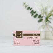 Monogram Roze en bruine Visitekaartjes (Staand voorkant)