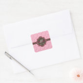 Monogram Roze en chocolade Envelop Stickers (Envelop)