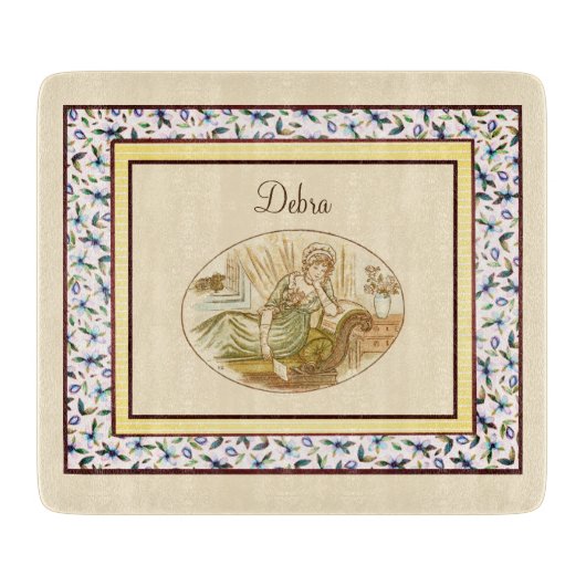 Monogram Roze en Geel meisje Snijplank (Voorkant)