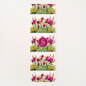 Monogram Roze en Gele Bloemen Yoga Mat (Voorkant)