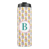 Monogram Roze en Glitter Pineappel Thermal Thermosbeker (Voorkant)