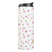 Monogram roze en goudConfetti Stippen Thermosbeker (Gedraaid links)