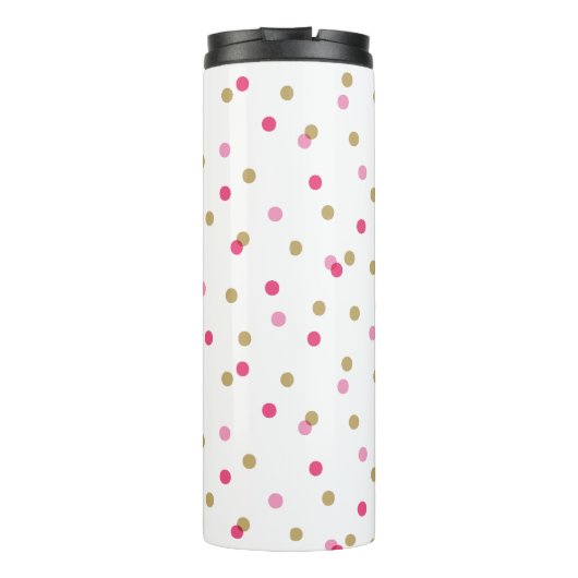 Monogram roze en goudConfetti Stippen Thermosbeker (Achterkant)