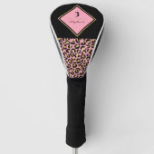 Monogram roze en goudluipaard afdrukken | Kleurblo Golfheadcover (Voorkant)