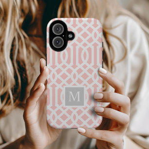 Monogram roze en grijze Trellis bewerkbare kleur Case-Mate iPhone 14 Hoesje