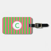 Monogram Roze en Groen Gestreept Bagagelabel (Voorkant horizontaal)