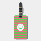 Monogram Roze en Groen Gestreept Bagagelabel (Voorkant verticaal)