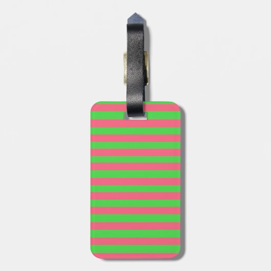Monogram Roze en Groen Gestreept Bagagelabel (Achterkant verticaal)