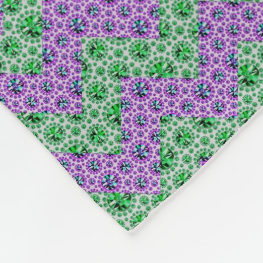 Monogram roze en groene glitter Chevron Fleece Deken (Hoek)