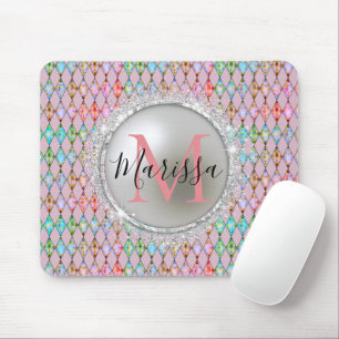 Monogram Roze en Groene Harlequin Muismat