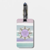 Monogram roze en mint Stripes Bagagelabel (Achterkant verticaal)