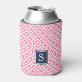 Monogram roze en Navy Preppy Pattern Blikjeskoeler (Blikje Voorkant)