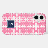 Monogram roze en Navy Preppy Pattern Case-Mate iPhone Case (Achterkant (horizontaal))
