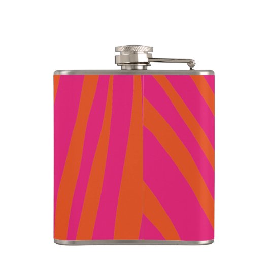 Monogram roze en Oranje Zebra Stripes Heupfles (Achterkant)