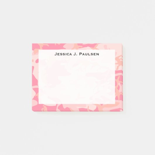 Monogram roze en perzik camouflage post-it® notes (Voorkant)