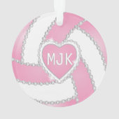 Monogram Roze en White Diamond Volleyball Ornament (achterkant)