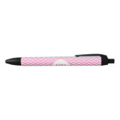 Monogram roze en wit chevron patroon zwarte inkt pen (Bovenkant)
