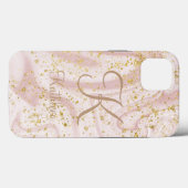 Monogram Roze en witte marmer Glitter Glitter Case-Mate iPhone Case (Achterkant (horizontaal))