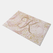 Monogram Roze en witte marmer Glitter Glitter Deurmat (Schuin)