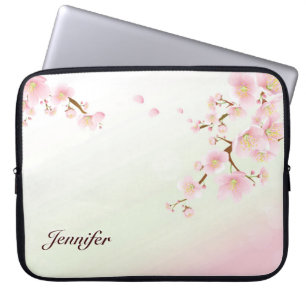 Monogram roze en witte Natuur Laptop Sleeve