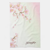 Monogram roze en witte Natuur Theedoek (Verticaal)