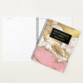 Monogram roze en witte steen en goudglitter Agate Planner (Display)