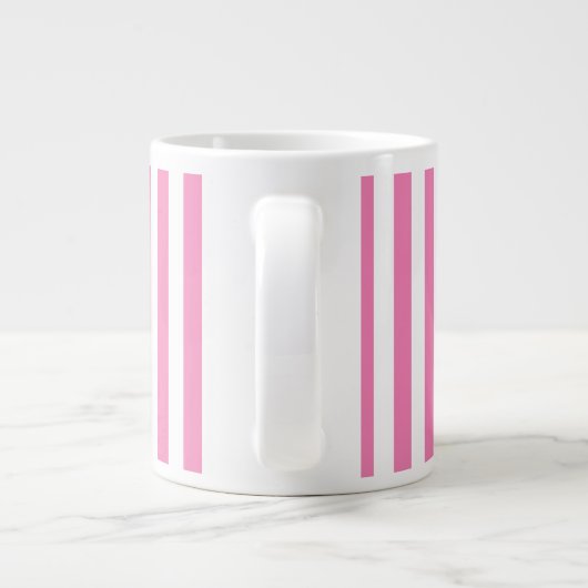 Monogram roze en witte strepen jumbo mok (Achterkant)