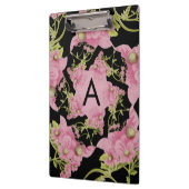 Monogram roze en zwarte Achillea Klembord (Links)