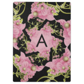 Monogram roze en zwarte Achillea Klembord (Achterkant)