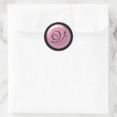 Monogram roze en zwarte bruiloft V envelopzegel Ronde Sticker (Tas)