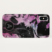 Monogram Roze en Zwarte Marmeren Wervelstelsel Case-Mate iPhone Case (Achterkant (horizontaal))