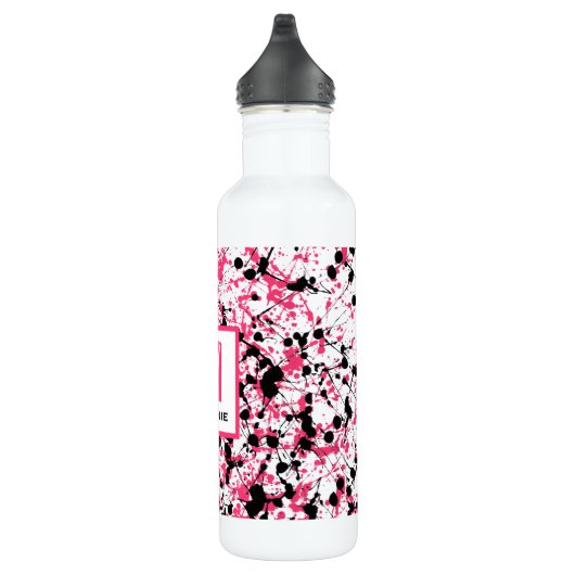 Monogram roze en zwarte schilferkapier waterfles  (Rechts)