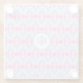 Monogram roze fietspatroon glazen onderzetter (Achterkant)