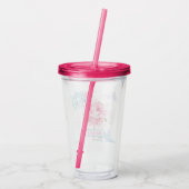 Monogram roze flamingo acryl drinkbeker (Achterkant)
