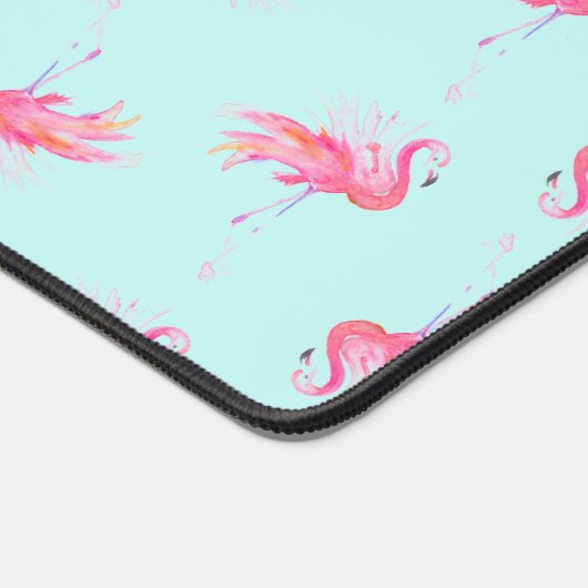 Monogram roze flamingo schattig bureaumat (Hoek)
