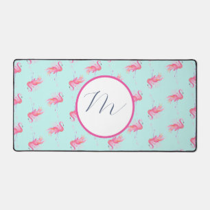 Monogram roze flamingo schattig bureaumat