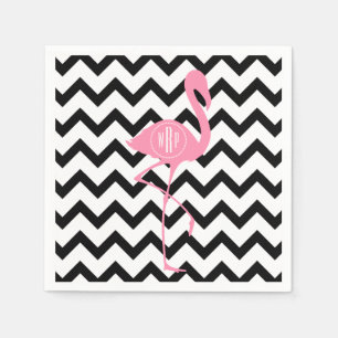 Monogram roze flamingo + zwarte Chevron Servetten