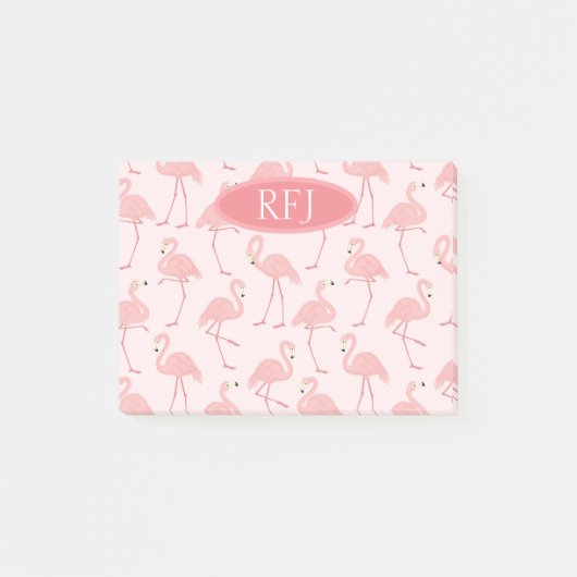 Monogram Roze Flamingos Post-it® Notes (Voorkant)