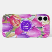 Monogram Roze Floral Case-Mate iPhone Case (Achterkant (horizontaal))
