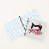 Monogram roze Floral naaimachine Notitieboek (Binnen)