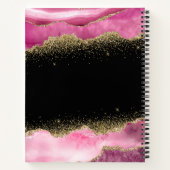 Monogram roze gegolfde kristallijn glitter notitieboek (Achterkant)