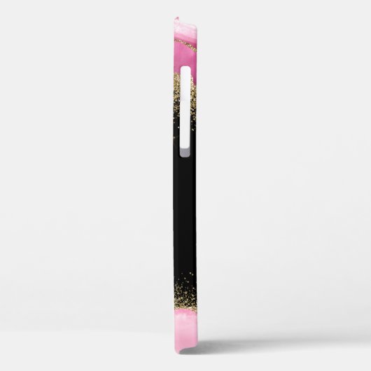 Monogram Roze Geode Agate Gold Glitter Case-Mate iPhone Case (Achterkant / Links)