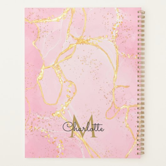 Monogram roze Geode Gold Script 2023 Planner (Achterkant)